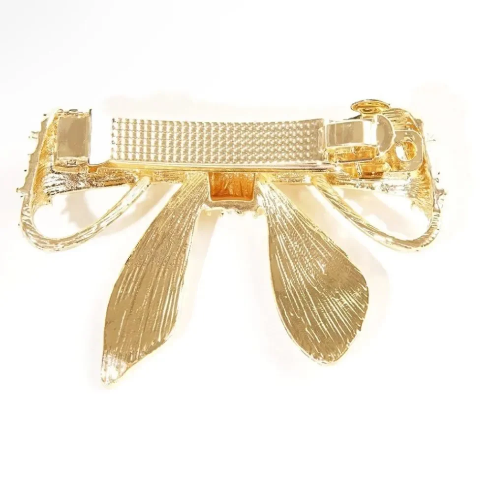 Simply Chrisel Sparkly Gold Bow & Butterfly Hair Clip/Barrette. NWOT
